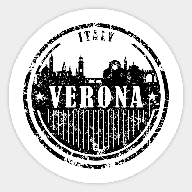 Verona, Italy Vintage Skyline Sticker by danydesign